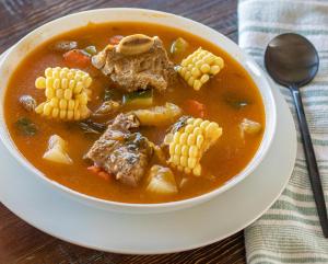 Caribbean-beef-veggies-rice-soup